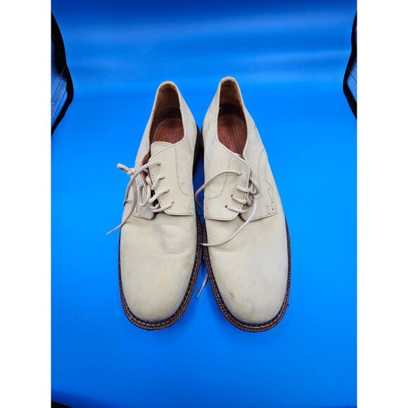 JM JOHNSTONE & MURPHY‎ HARTLEY PLAIN TOE OXFORD DERBY TAUPE ITALIAN SHOES MENS 9 - Picture 1 of 4